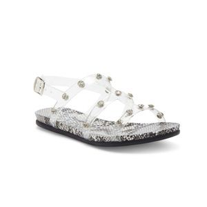 Vince Camuto Aveson Black & White Snakeskin Studded Jelly Sandals Girls Size 4